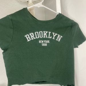 Crop green Brooklyn tee shirt